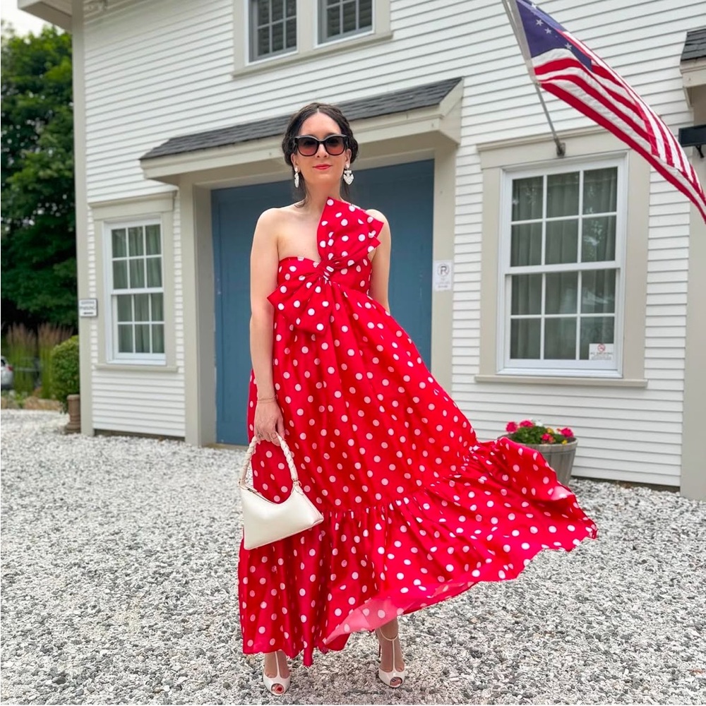 Anthropologie Atsu Sally Bow Polka Dot Dress